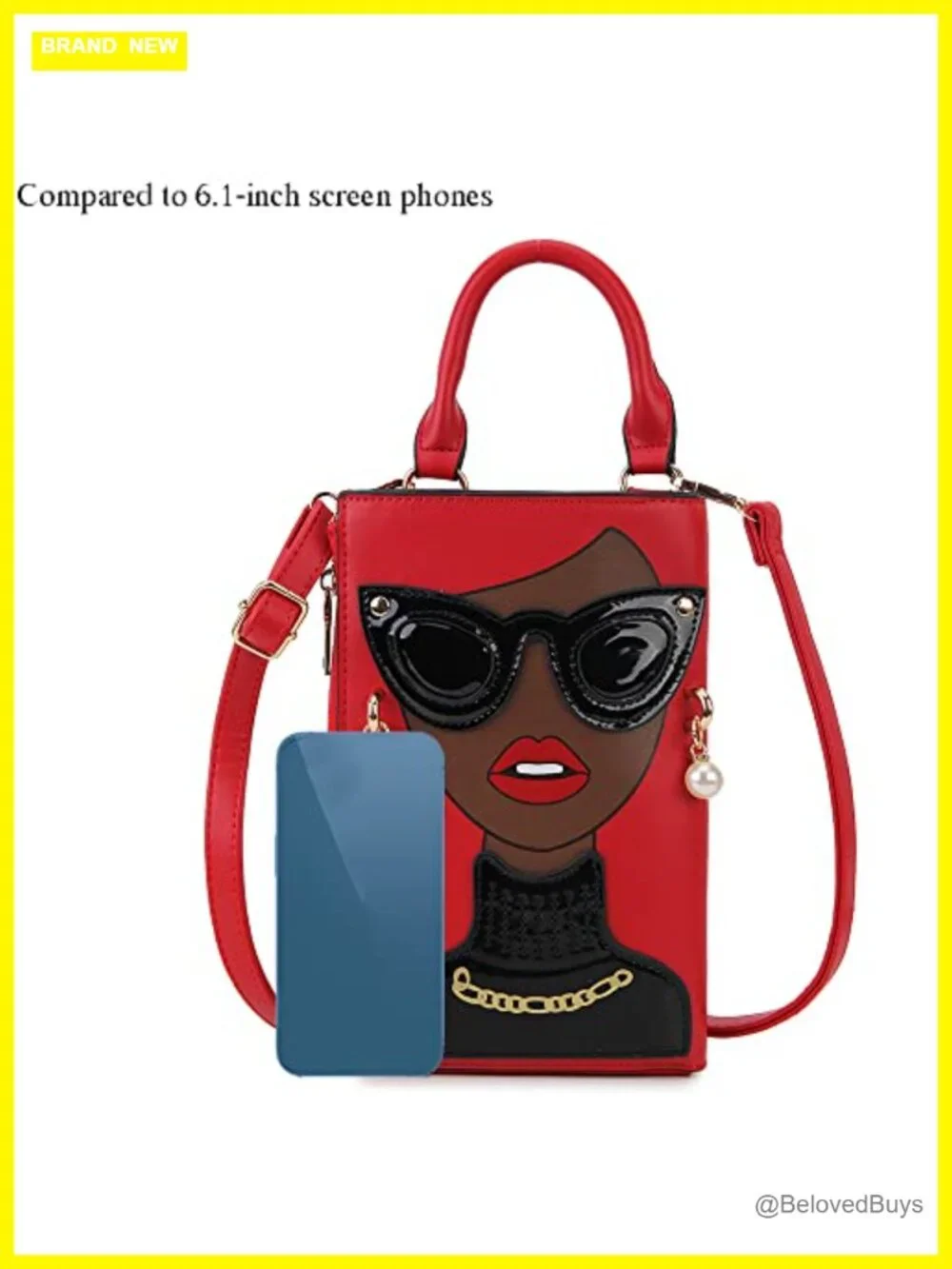 Women Novelty Lady Face Shoulder Bags Faux Leather Satchel Handbag Clutch Purse